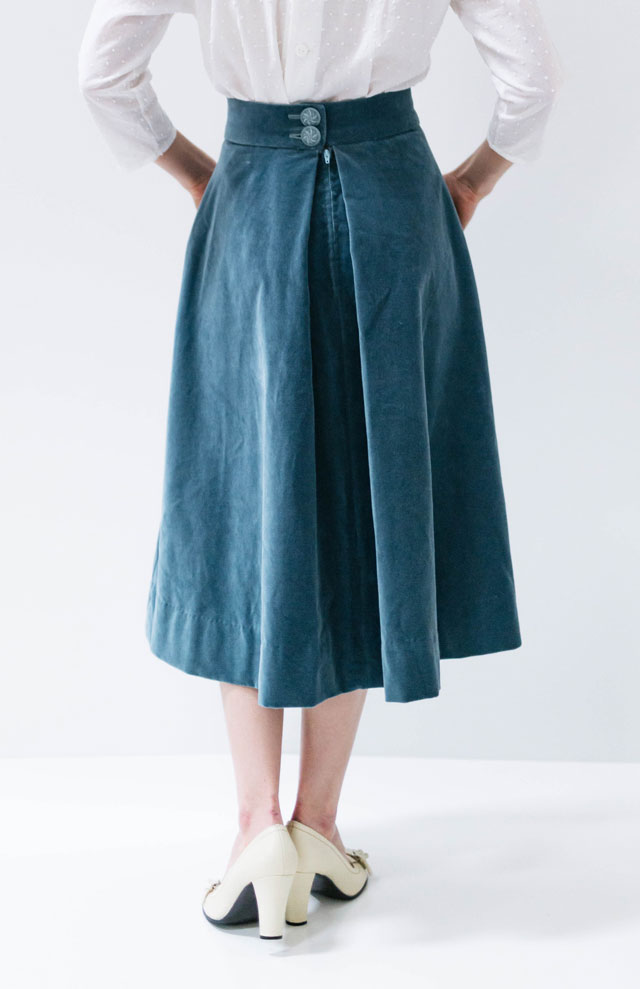 Velvet Skirt, Carved buttons,