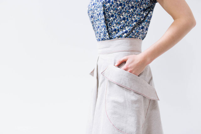 Linen Skirt, Top-stitching, Casey Skirt, Pockets
